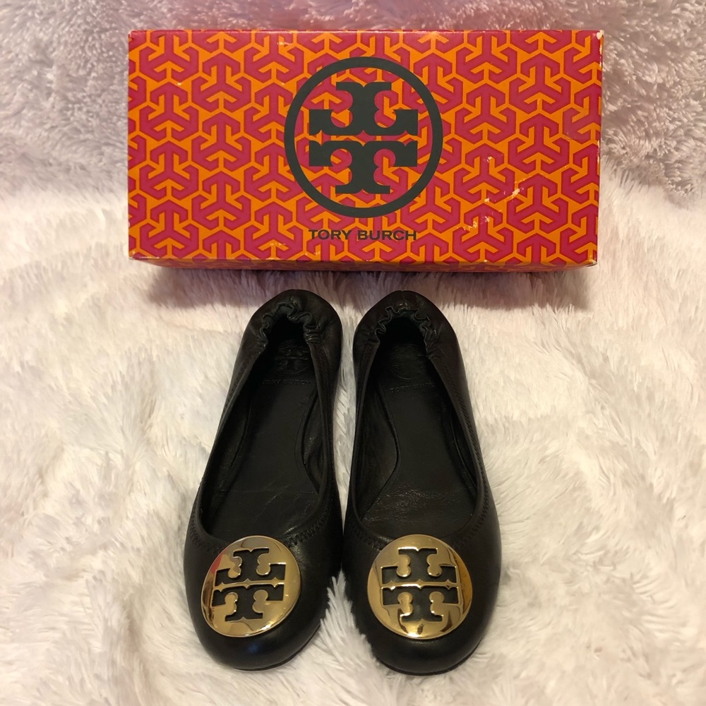 Tory Burch Reva Flats with Gold Hardware